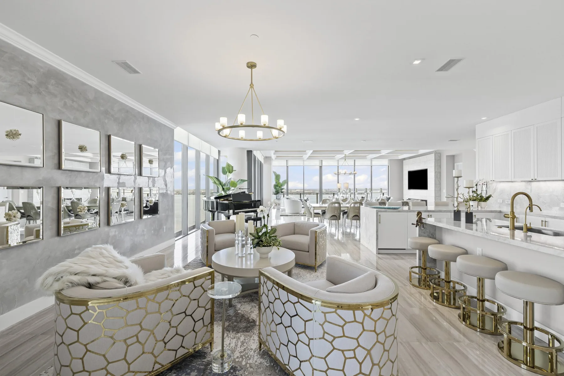 Primary bedroom with soft neutral palette, Tampa Bay residential interior design