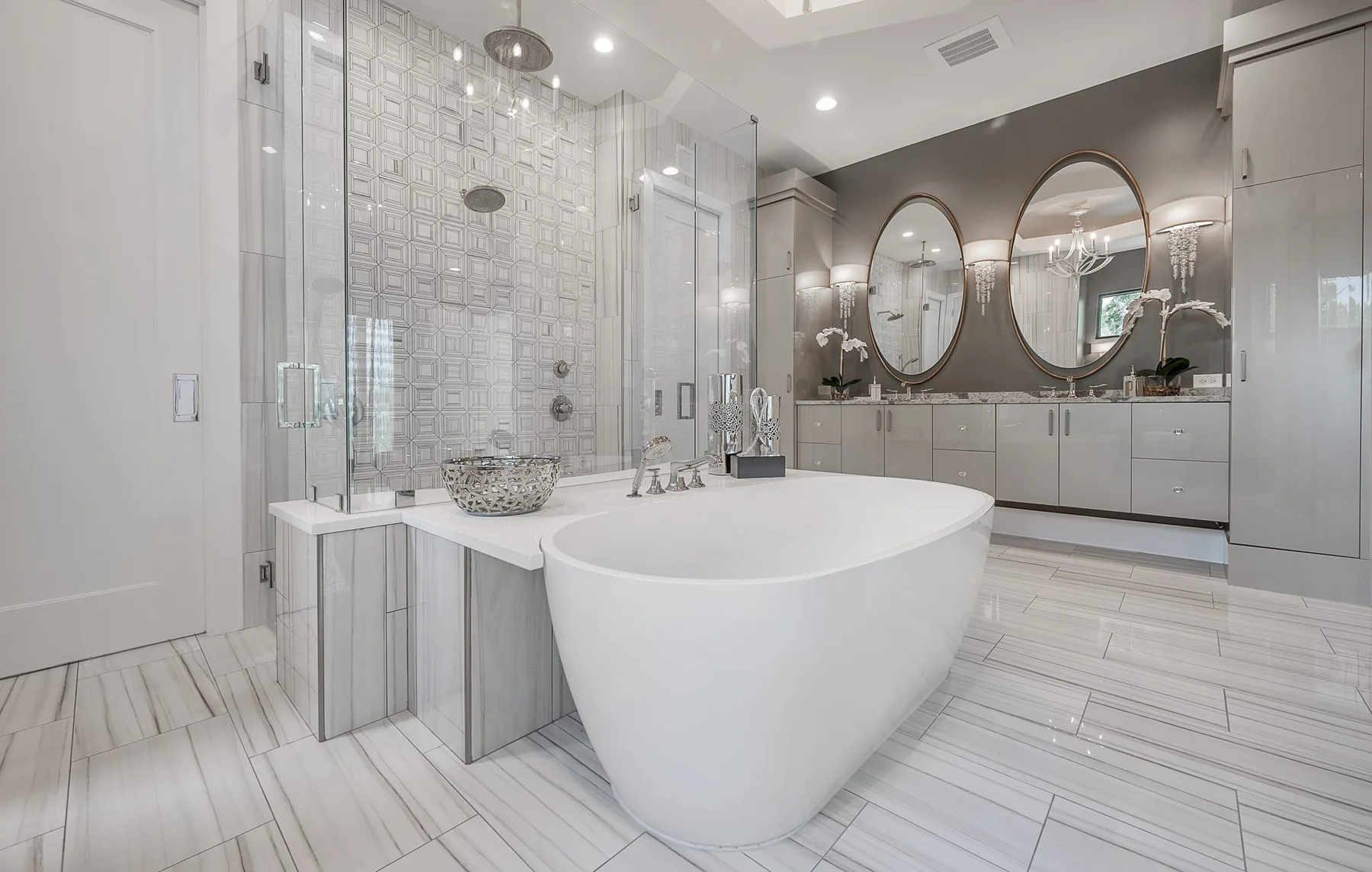 Waterfront terrace and interior connection, Belleair luxury residence